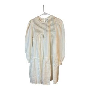 SHE MADE ME NWOT Ivory Linen Crochet Top Babydoll Minidress